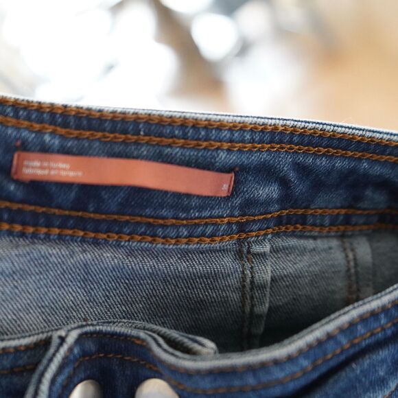 Anthropologie Pilcro Exposed‎ Zipper Crop Stretch Blue Jeans Size 30 - Picture 3 of 6